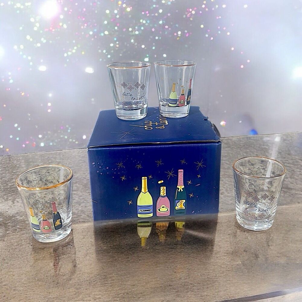 Chic & Tonic Limited Edition Celebration Shot Glass Gift Set of 4 New in Box